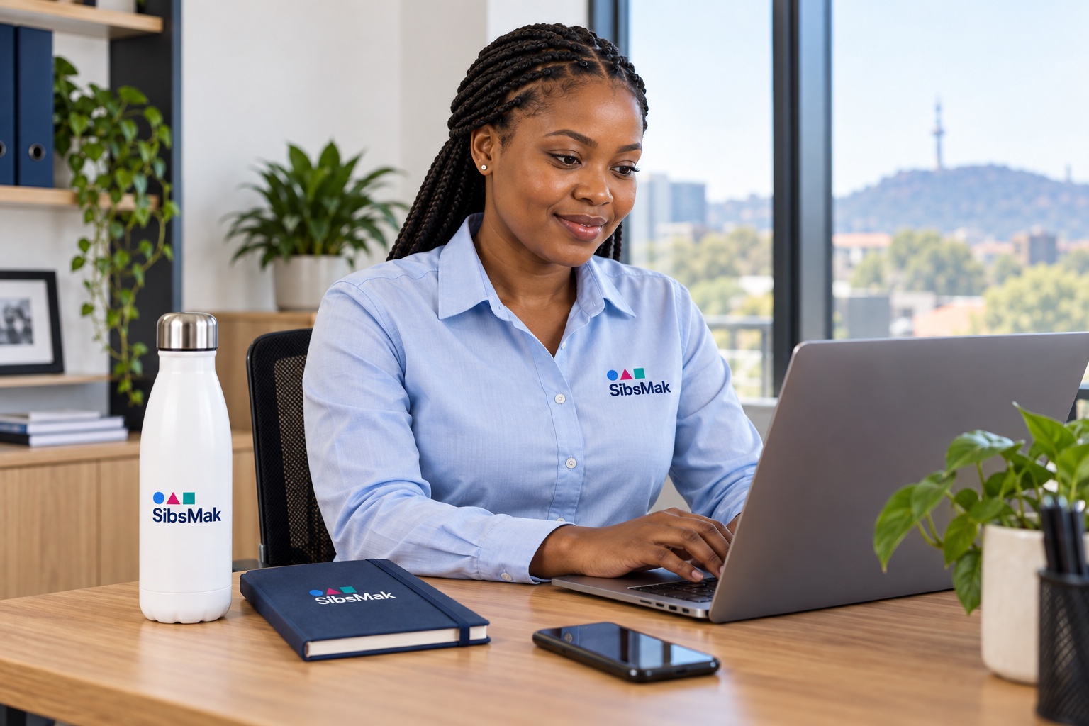 AI-generated SIBSMAK digital services workplace scene
